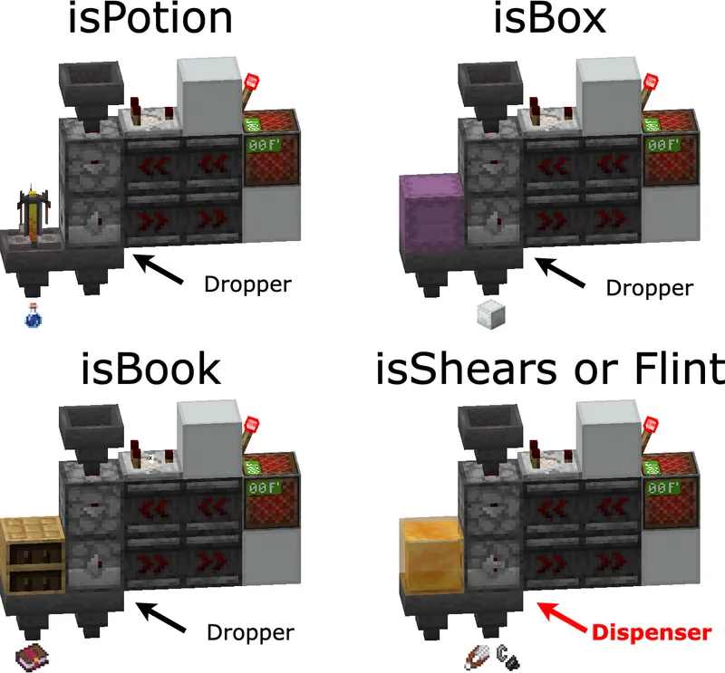 Simple isBox/isPotion/isBook/isShearsOrFlint Filters